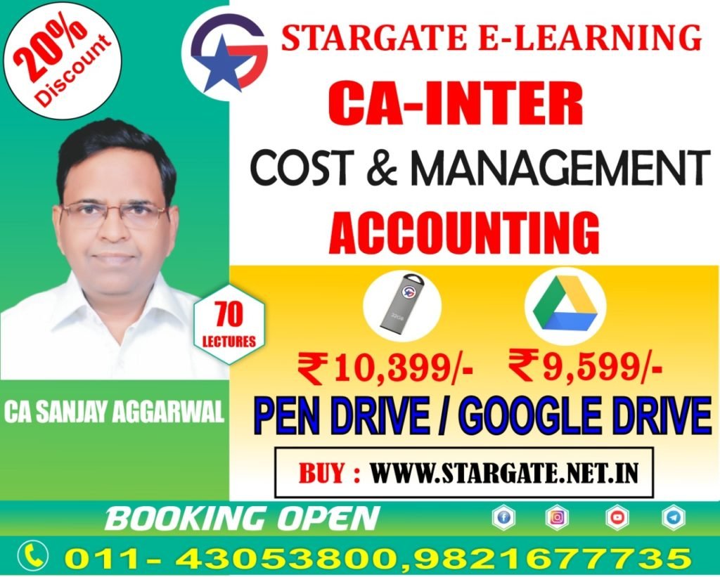 CA INTERMEDIATE COST & MANAGEMENT ACCOUNTING FULL COURSE VIDEO LECTURE BY CA SANJAY AGGARWAL (PEN DRIVE)