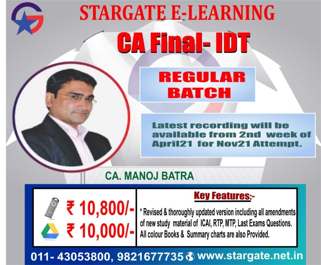 CA Final IDT Pendrive Classes by CA Manoj Batra Sir | IDT Pendrive Classes