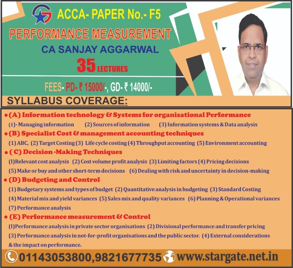 ACCA PAPER NO -F5 PERFORMANCE MEASUREMENT