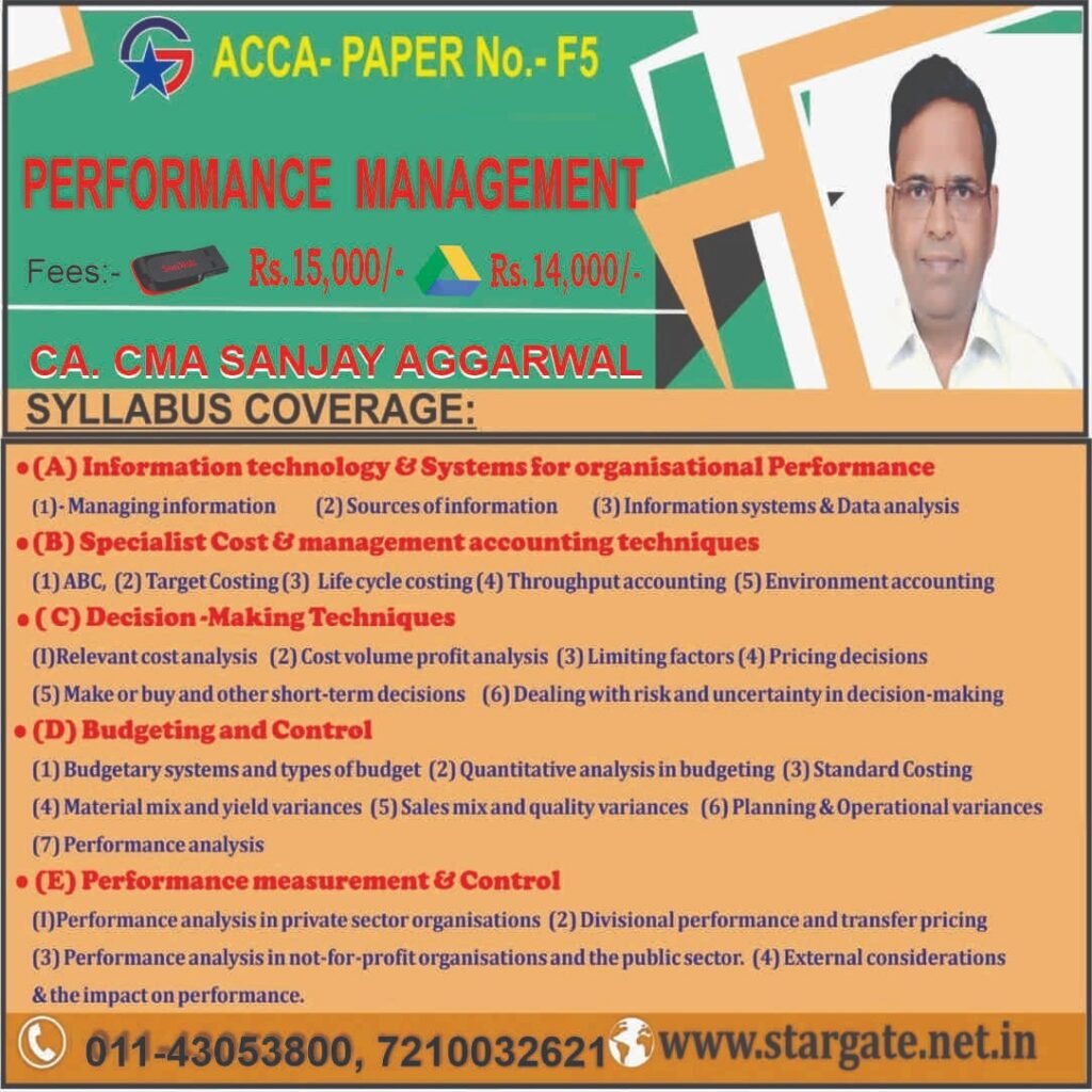 ACCA PAPER NO -F5 PERFORMANCE MEASUREMENT